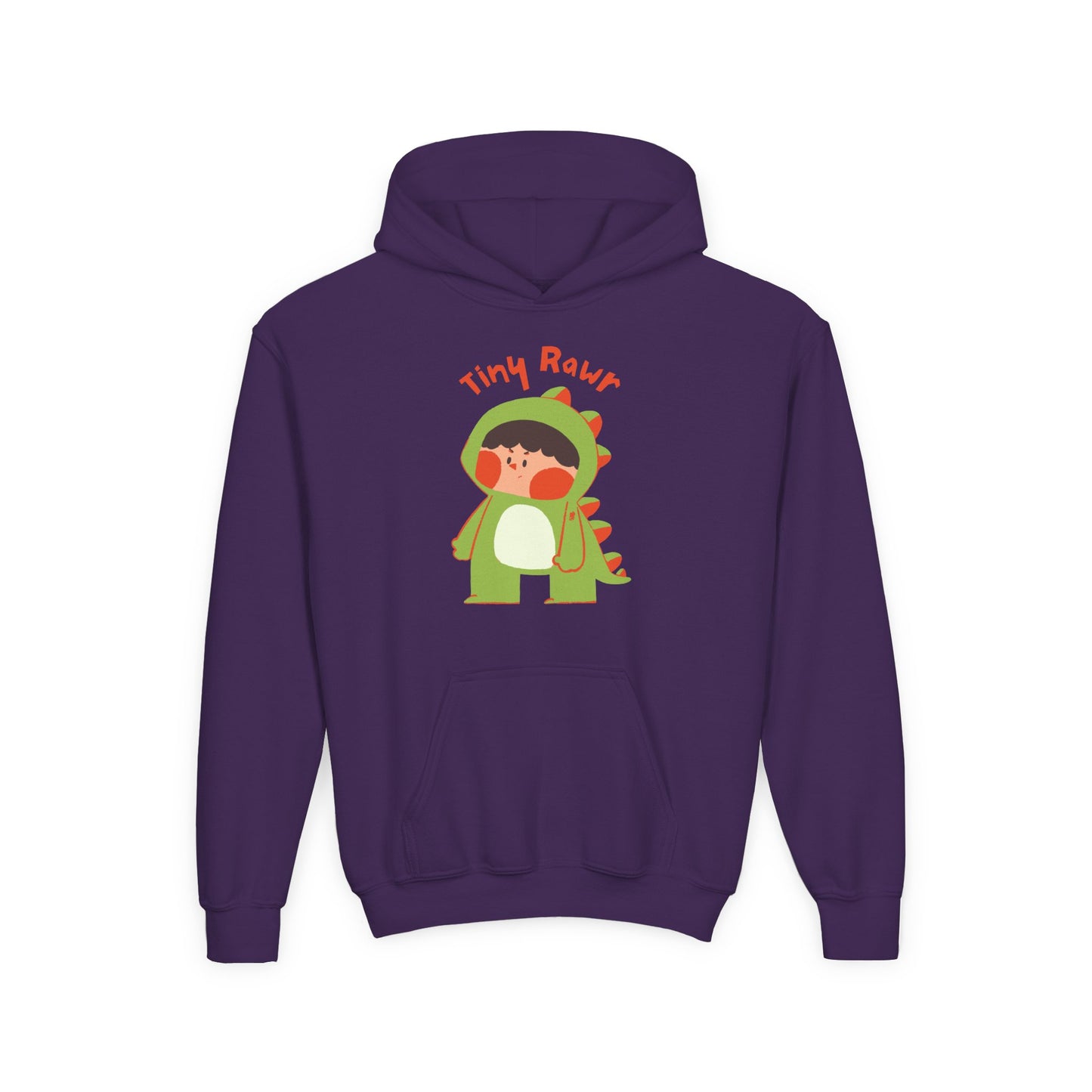 Youth Heavy Blend Hooded Sweatshirt - Tiny Raur, Cute Dino