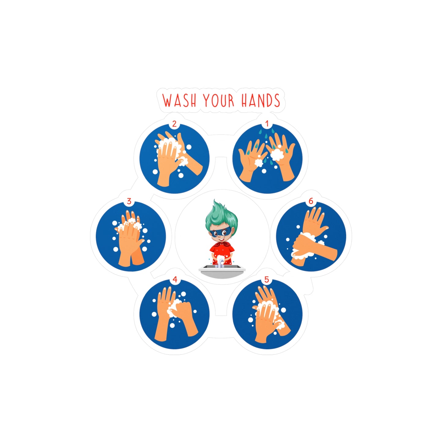 Halloween Kiss-Cut Vinyl Decals – Super kiddo teaching how to wash hands - [[{"value":"Wonderwear Kid"}]]