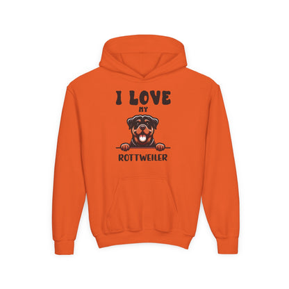 Youth Heavy Blend Hooded Sweatshirt - I love my Rottweiler Printify