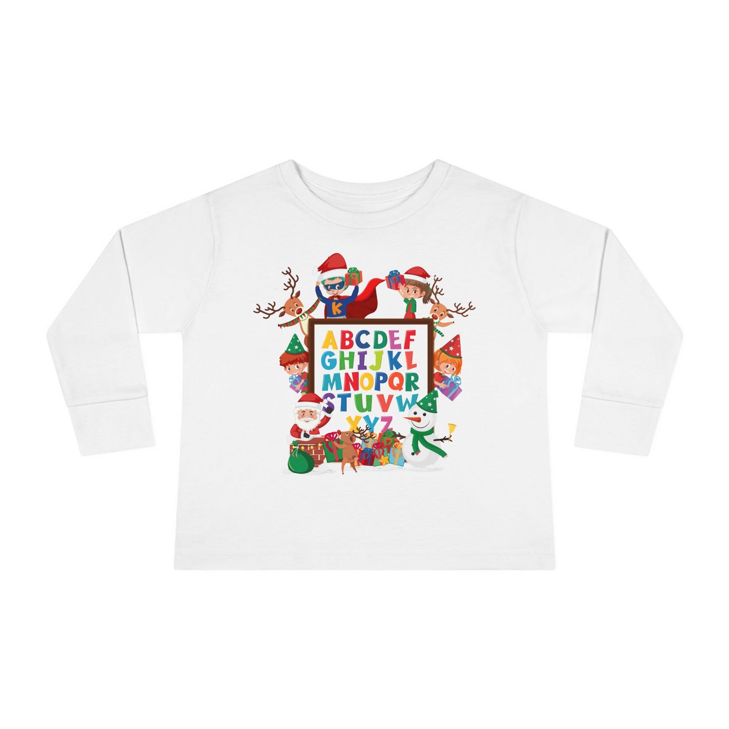 Toddler Long Sleeve Tee - Christmas alphabet with super kiddo - [[{"value":"Wonderwear Kid"}]]