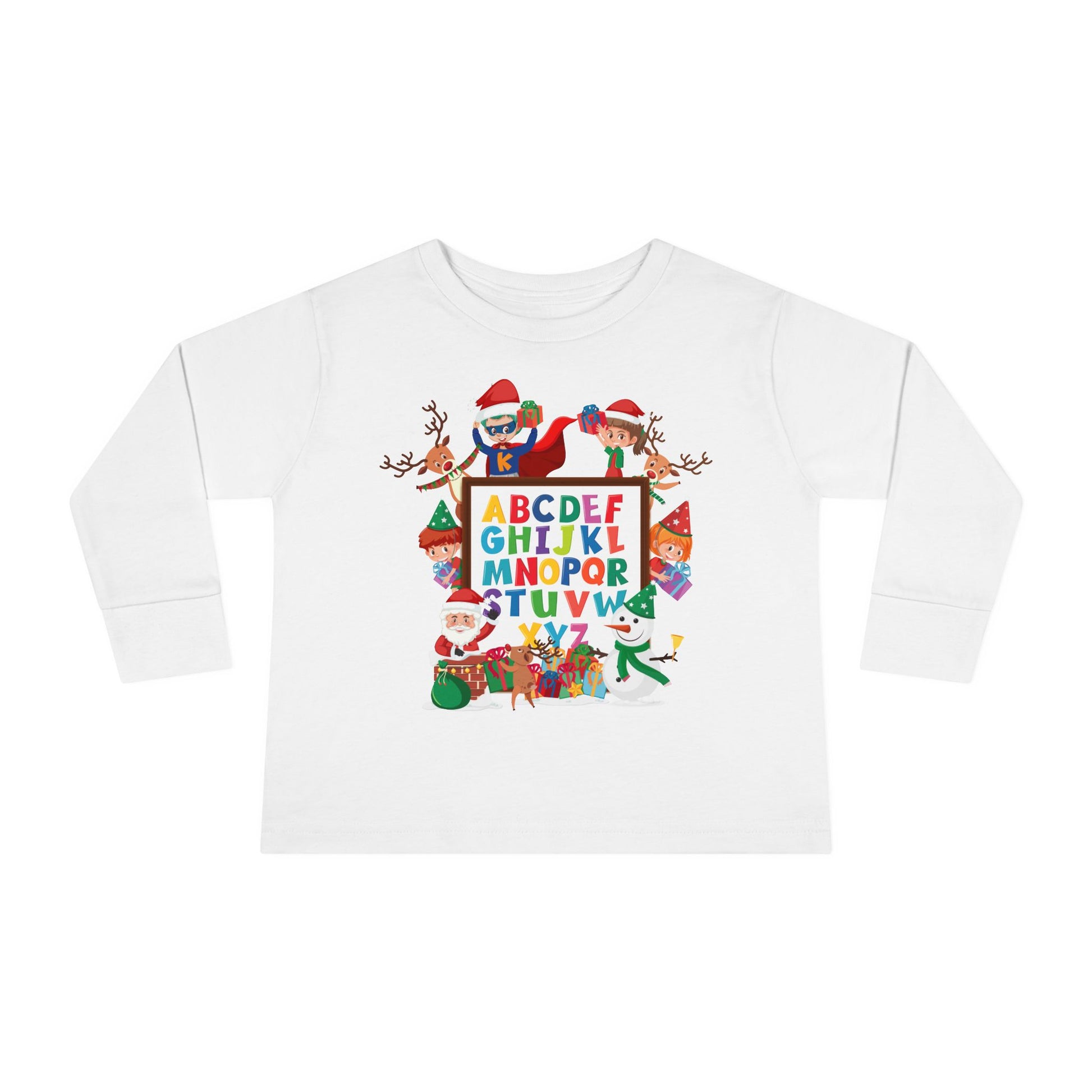 Toddler Long Sleeve Tee - Christmas alphabet with super kiddo - [[{"value":"Wonderwear Kid"}]]