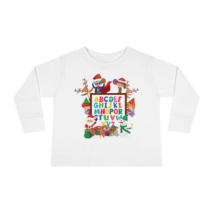 Toddler Long Sleeve Tee - Christmas alphabet with super kiddo - [[{"value":"Wonderwear Kid"}]]