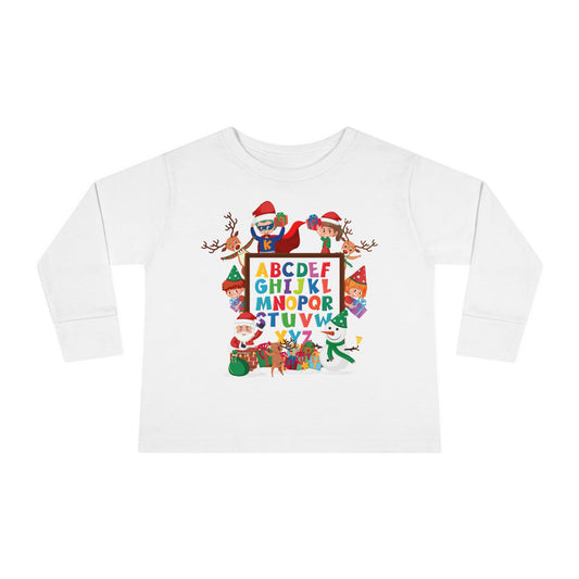 Toddler Long Sleeve Tee - Christmas alphabet with super kiddo - [[{"value":"Wonderwear Kid"}]]