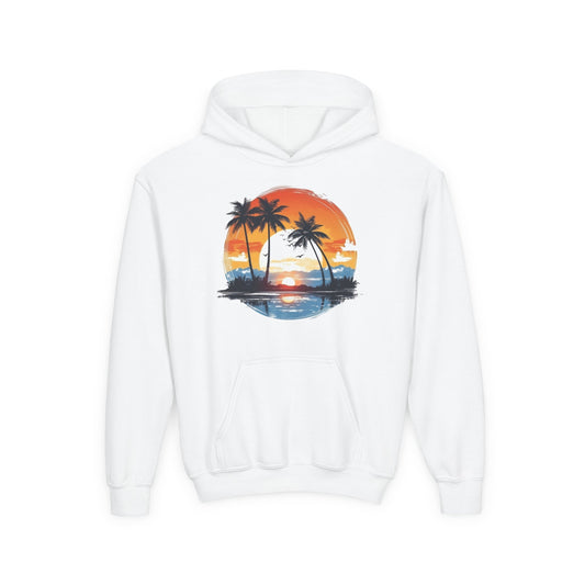 Youth Heavy Blend Hooded Sweatshirt - Tropical Sunset Beachwear