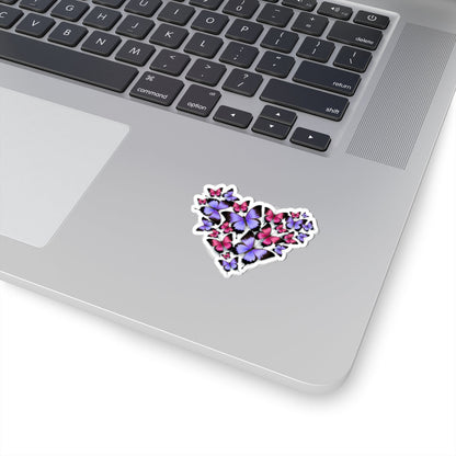 Kiss-Cut Vinyl Decals - Heart shape monarch butterfly Printify