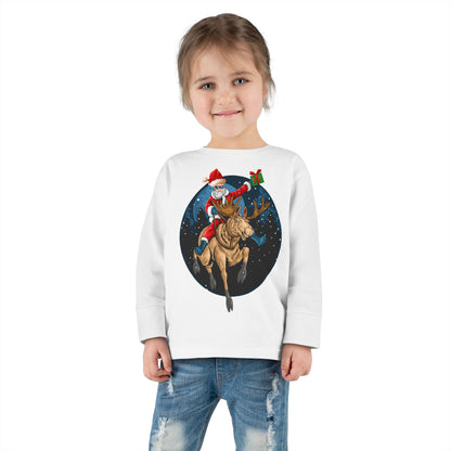 Toddler Long Sleeve Tee - Super kiddo riding a reindeer - [[{"value":"Wonderwear Kid"}]]