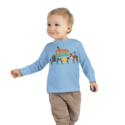 Toddler Long Sleeve Tee - Merry christmas and reindeer - [[{"value":"Wonderwear Kid"}]]