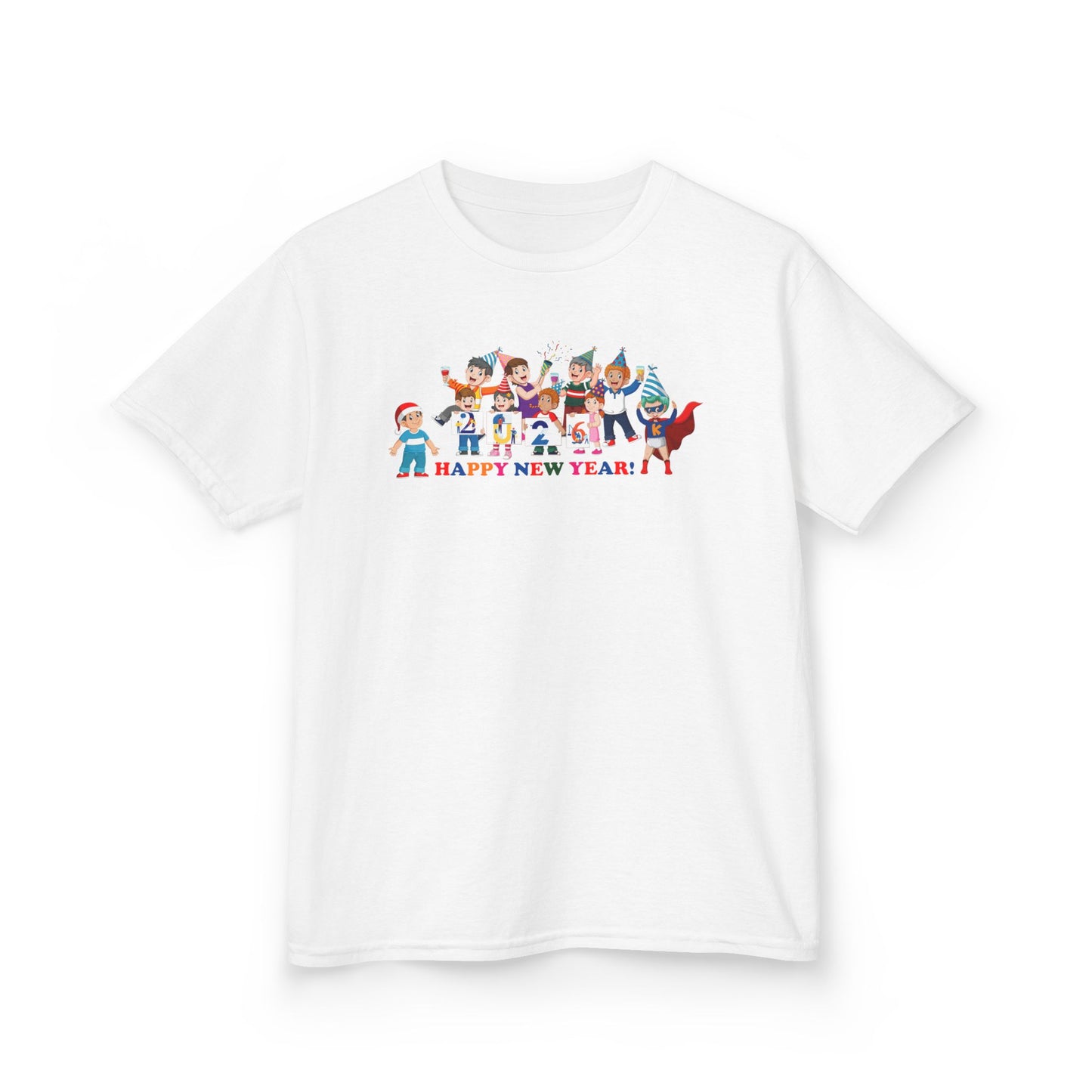 Kids Heavy Cotton™ Tee - Happy new year from super kiddo - [[{"value":"Wonderwear Kid"}]]