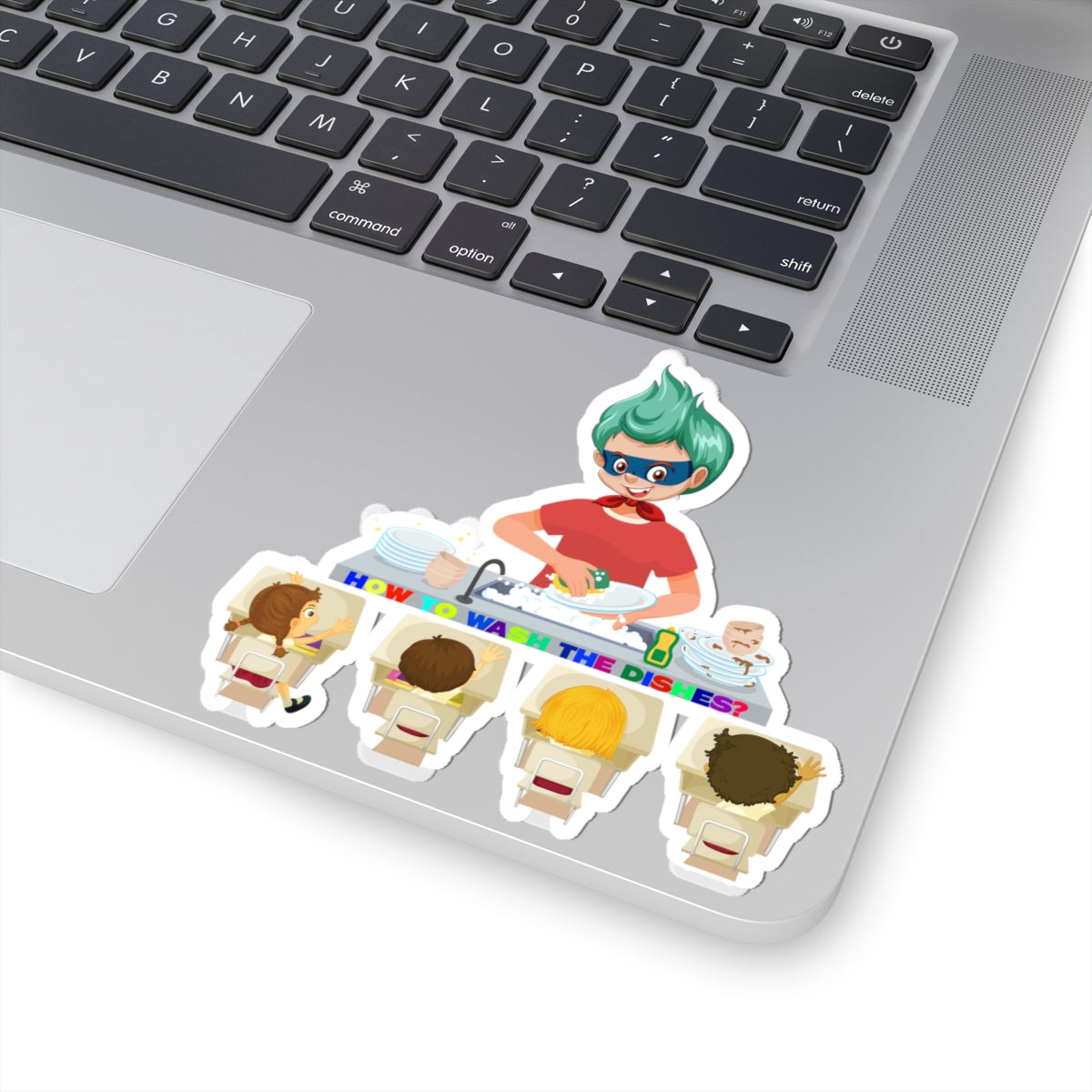 Kiss-Cut Stickers - Little kiddo teaching to wash dishes - [[{"value":"Wonderwear Kid"}]]