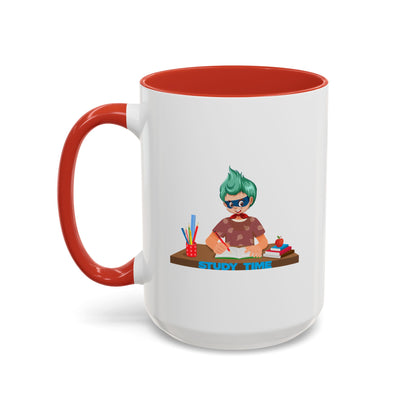 Accent Coffee Mug - Super kiddo studying - [[{"value":"Wonderwear Kid"}]]