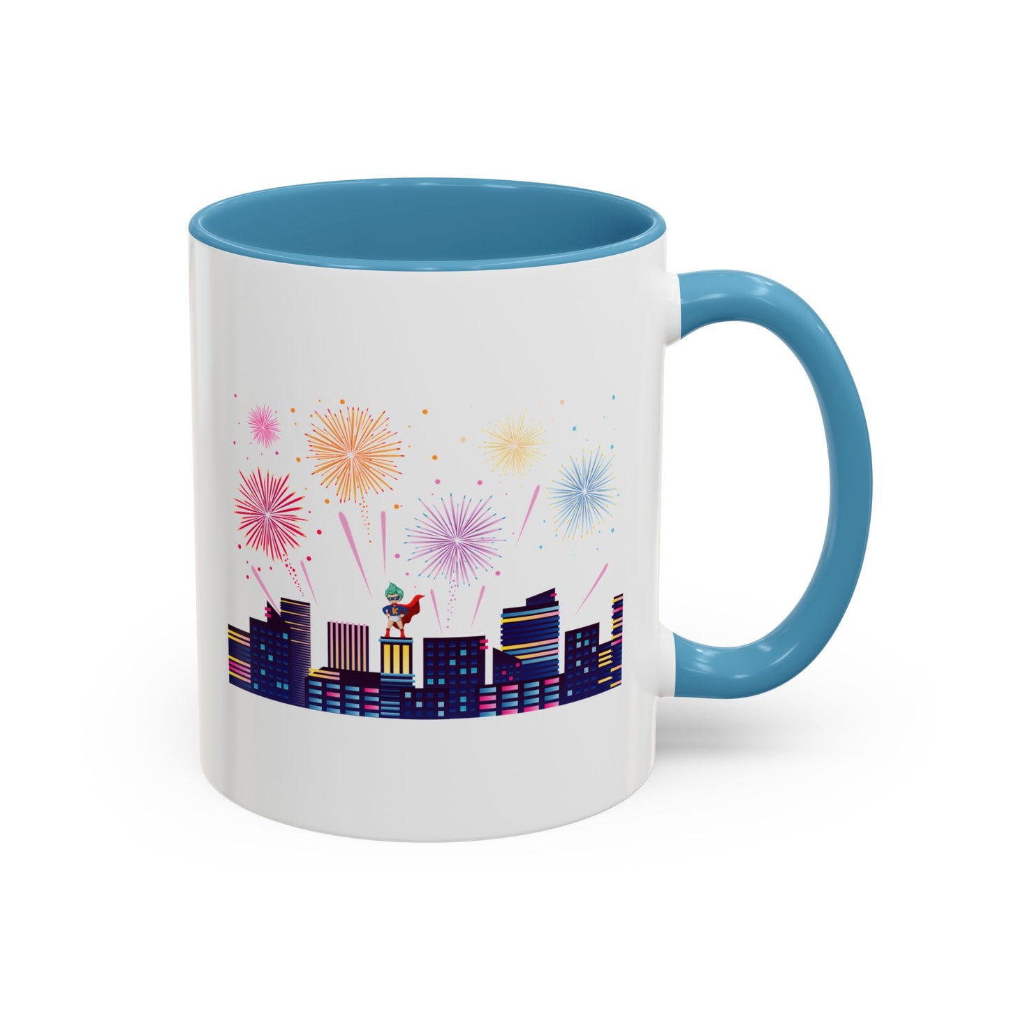 Accent Coffee Mug - Super kiddo with fireworks
