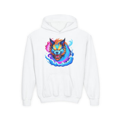 Kids Vibrant Wolf Hoodie Printify