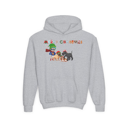 Youth Heavy Blend Hooded Sweatshirt - Super kiddo woith pet friends - [[{"value":"Wonderwear Kid"}]]