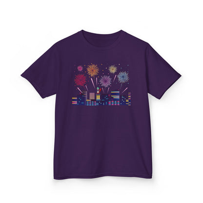 Kids Heavy Cotton™ Tee - Super kiddo with fireworks - [[{"value":"Wonderwear Kid"}]]