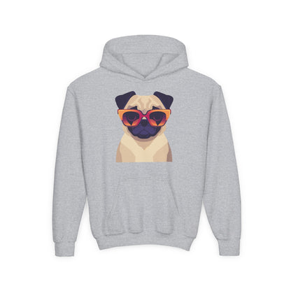 Kids Cool Pug Sunglasses Hoodie Printify