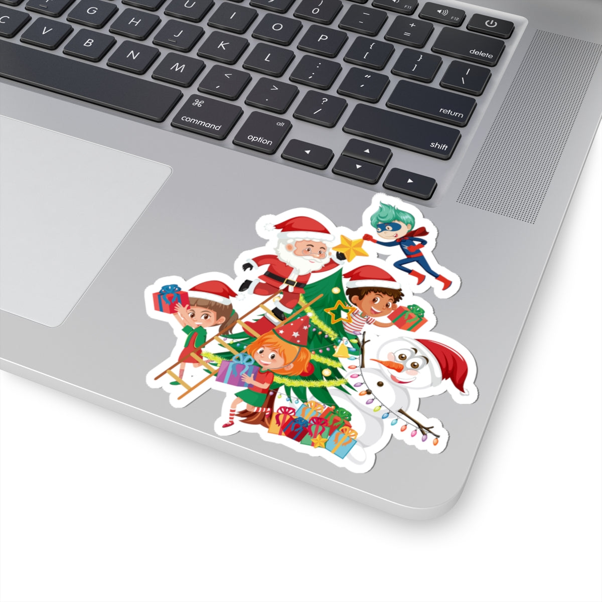 Kiss-Cut Stickers - Super kiddo making christmas tree - [[{"value":"Wonderwear Kid"}]]