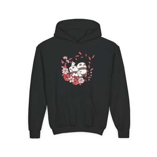 Youth Heavy Blend Hooded Sweatshirt - Panda and Cat love Printify
