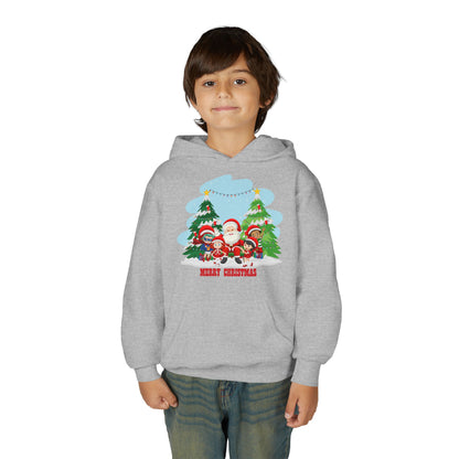 Youth Heavy Blend Hooded Sweatshirt - Super kiddo with santa claus Merry christmas - [[{"value":"Wonderwear Kid"}]]