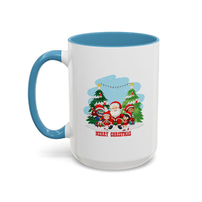 Accent Coffee Mug - Super kiddo with santa claus Merry christmas - [[{"value":"Wonderwear Kid"}]]