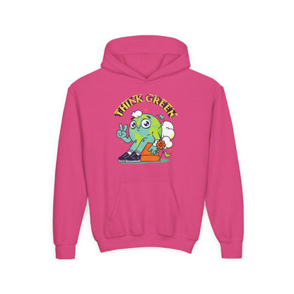 Youth Heavy Blend Hooded Sweatshirt - Think Green Design Printify