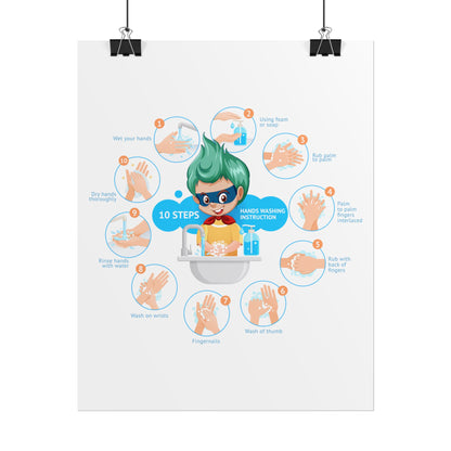 Rolled Posters - Super kiddo hand washing steps - [[{"value":"Wonderwear Kid"}]]