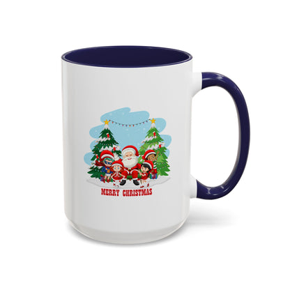 Accent Coffee Mug - Super kiddo with santa claus Merry christmas - [[{"value":"Wonderwear Kid"}]]