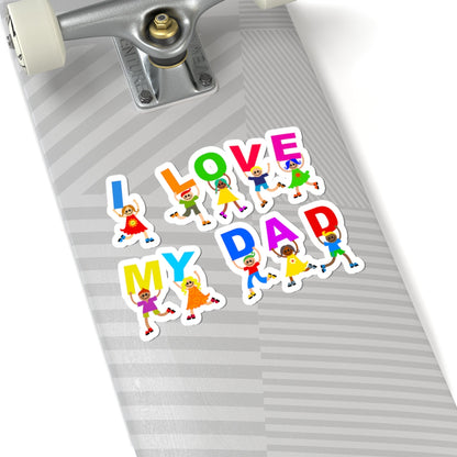 Kiss-Cut Vinyl Decals - Kids showing i love my dad Printify