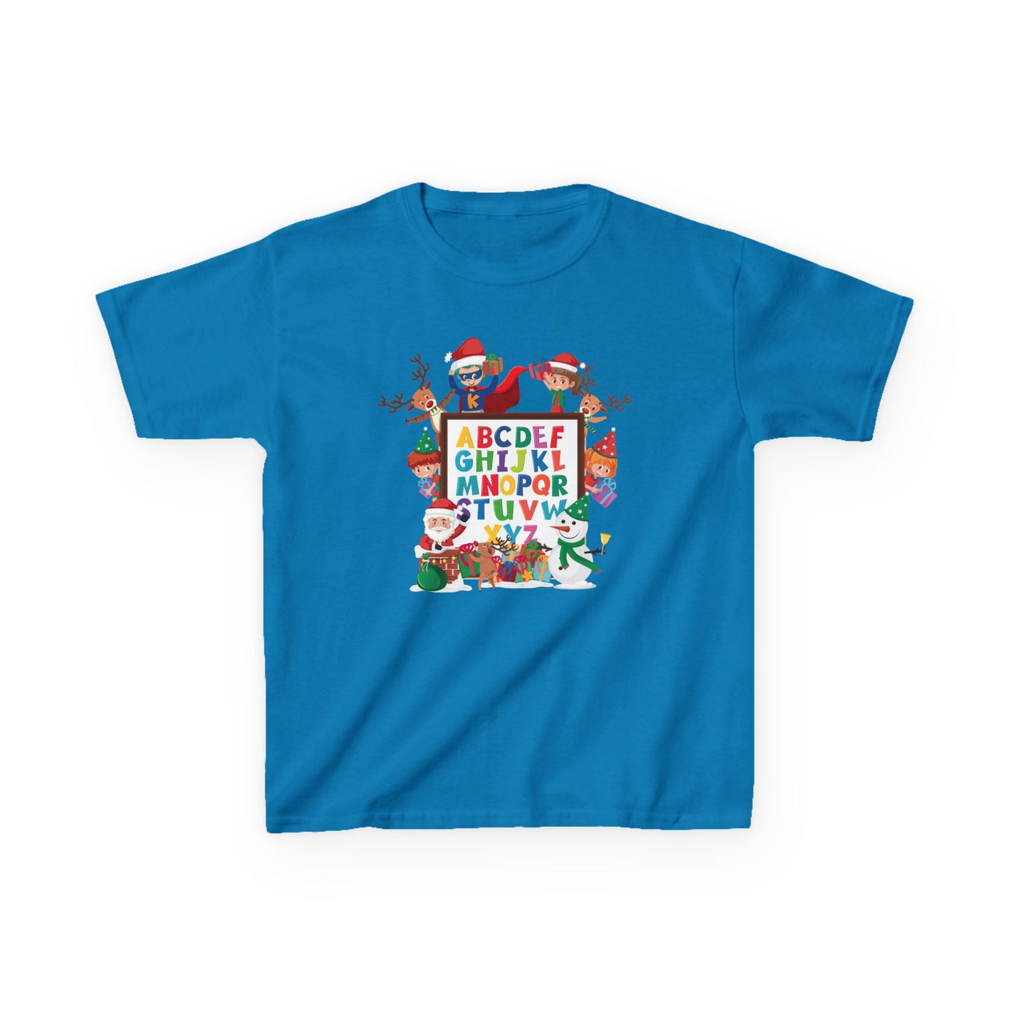 Kids Heavy Cotton™ Tee - Christmas alphabet with super kiddo - [[{"value":"Wonderwear Kid"}]]