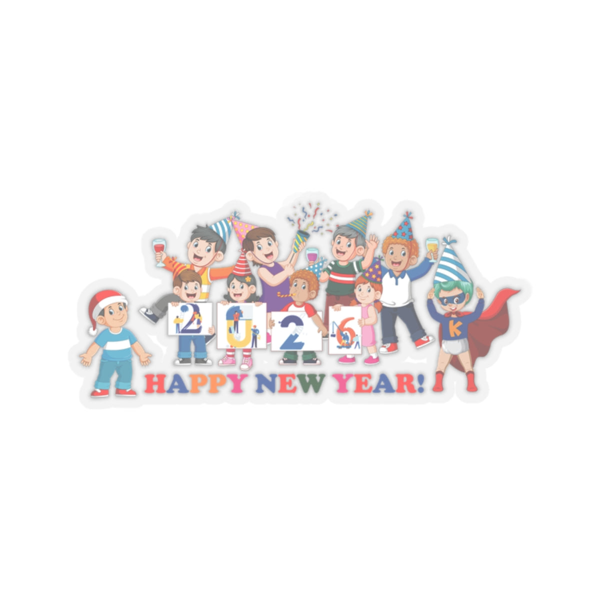 Kiss-Cut Stickers - Happy new year from super kiddo - [[{"value":"Wonderwear Kid"}]]