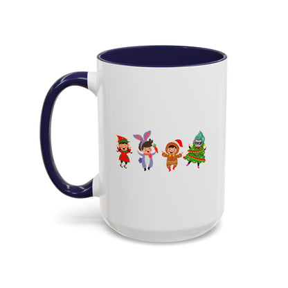 Accent Coffee Mug - Super kiddo in christmas tree attire - [[{"value":"Wonderwear Kid"}]]