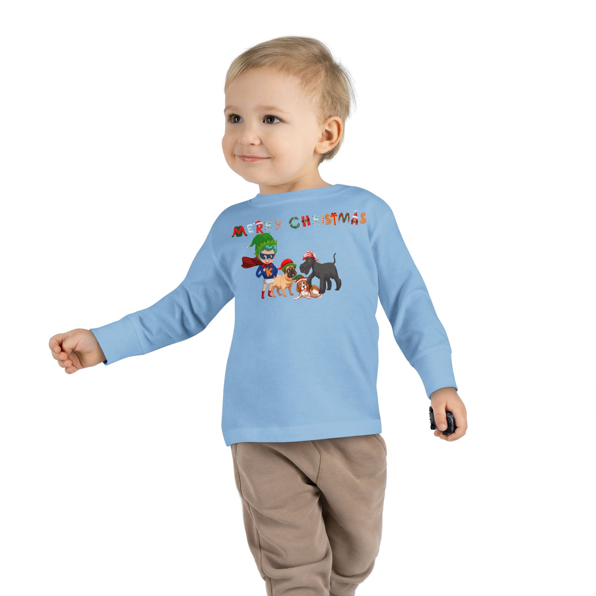 Toddler Long Sleeve Tee - Super kiddo woith pet friends - [[{"value":"Wonderwear Kid"}]]