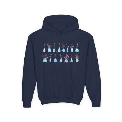 Youth Heavy Blend Hooded Sweatshirt - Set of flower vase Printify
