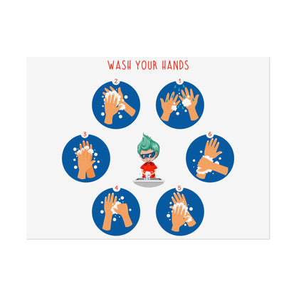 Rolled Posters - Super kiddo teaching how to wash hands - [[{"value":"Wonderwear Kid"}]]