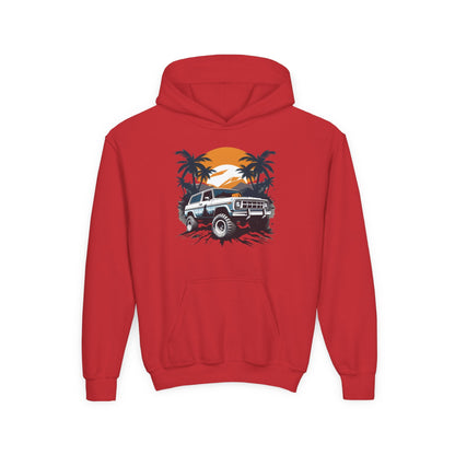 Youth Heavy Blend Hooded Sweatshirt - Off road car Printify