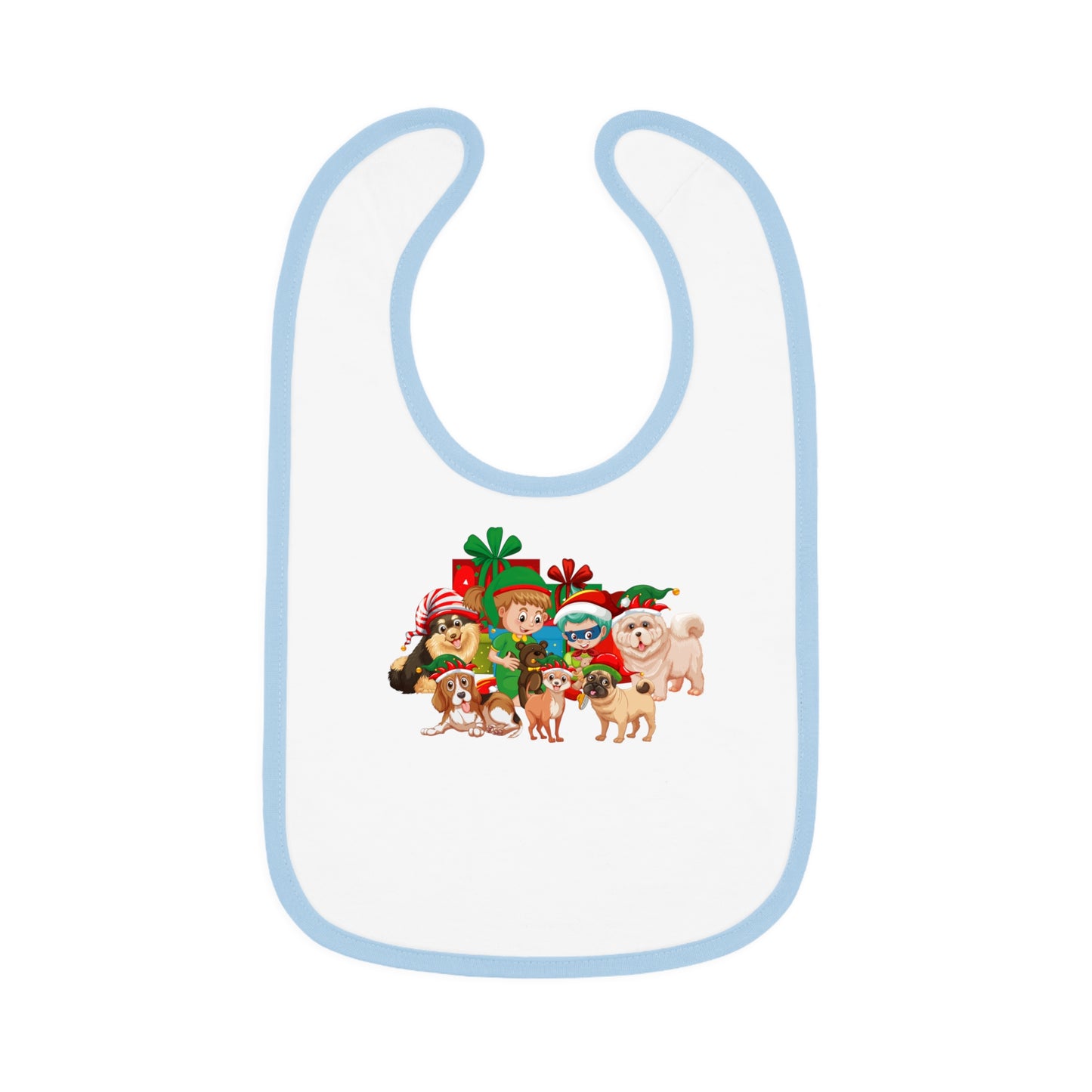 Baby Bib - Christmas with super kiddo pet friends without text