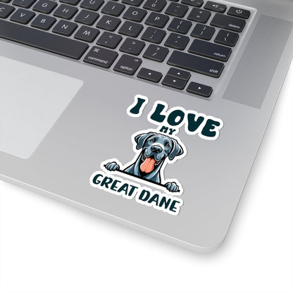 Kiss-Cut Vinyl Decals - I love my Great Dane Printify