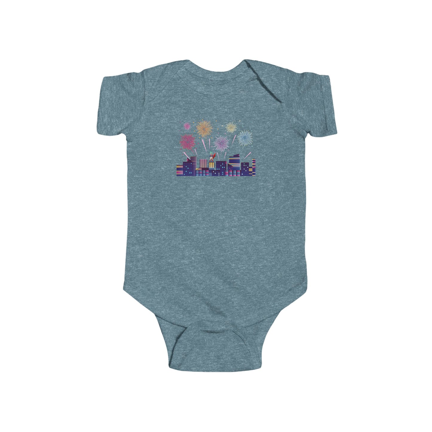 Infant Bodysuit - Super kiddo with fireworks - [[{"value":"Wonderwear Kid"}]]