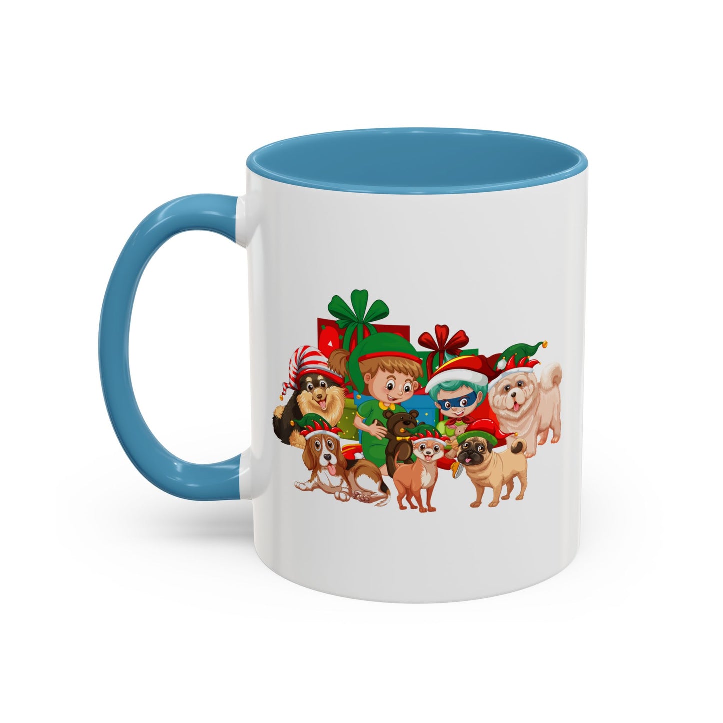 Accent Coffee Mug - Christmas with super kiddo pet friends without text