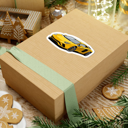 Kiss-Cut Vinyl Decals - Yellow super car Printify