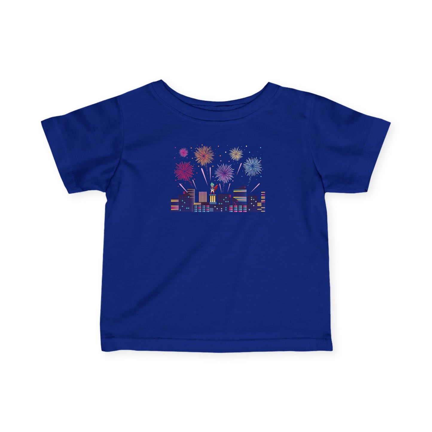 Infant Fine Jersey Tee - Super kiddo with fireworks - [[{"value":"Wonderwear Kid"}]]
