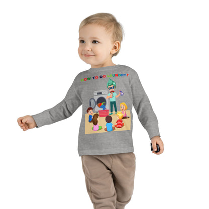 Toddler Long Sleeve Tee - super kiddo teaching laundry - [[{"value":"Wonderwear Kid"}]]
