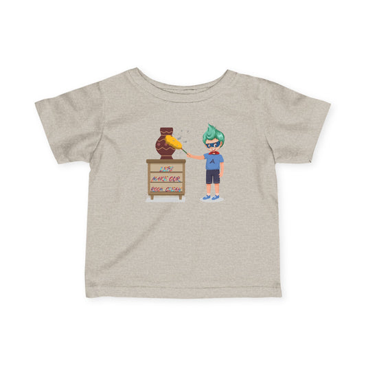 Infant Fine Jersey Tee - Super kiddo cleaning a vase - [[{"value":"Wonderwear Kid"}]]