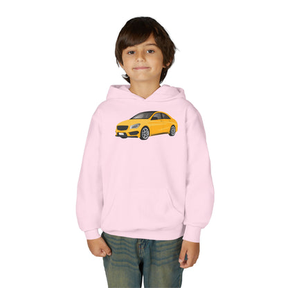 Youth Heavy Blend Hooded Sweatshirt - Yellow car Printify