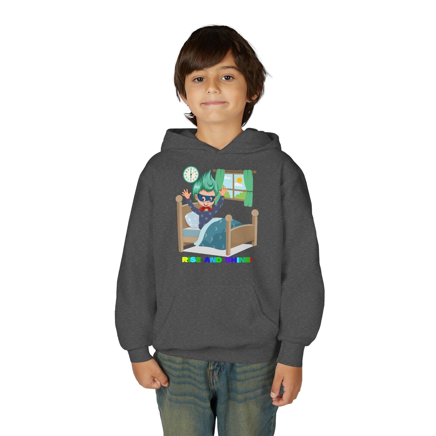 Youth Heavy Blend Hooded Sweatshirt - Super kiddo teaches us to wake up early