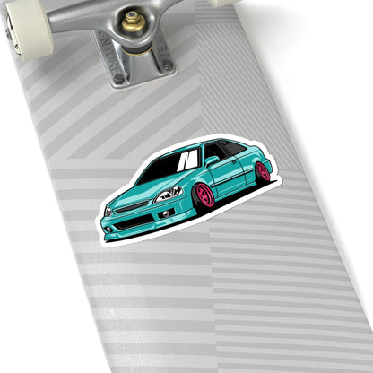 Kiss-Cut Vinyl Decals - Sky blue race car Printify