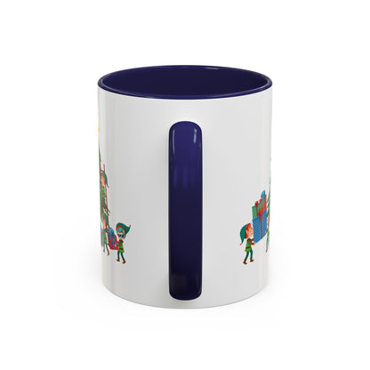Accent Coffee Mug - Super kiddo putting gifts on christmas tree - [[{"value":"Wonderwear Kid"}]]
