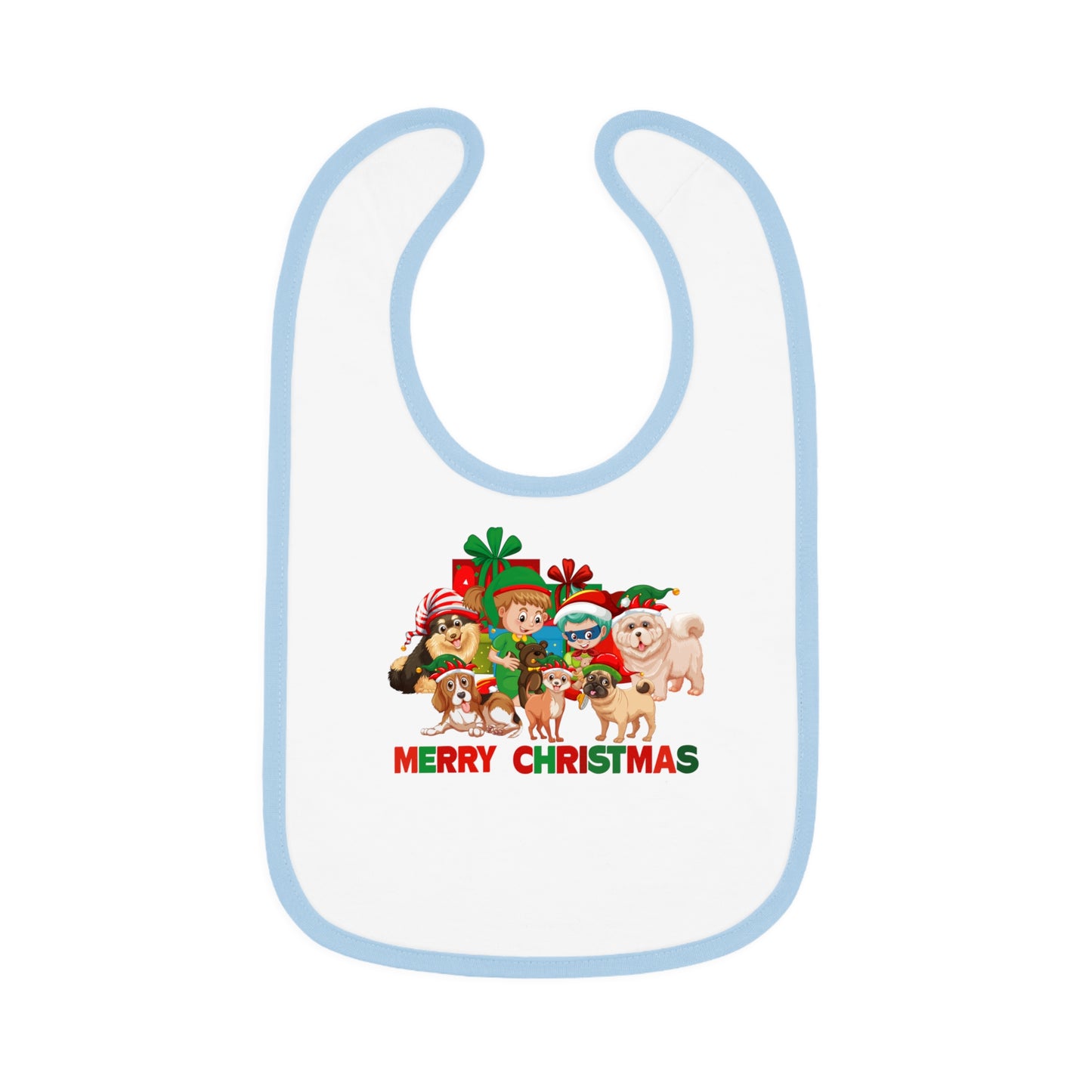 Baby Bib - Christmas with super kiddo pet friends with text