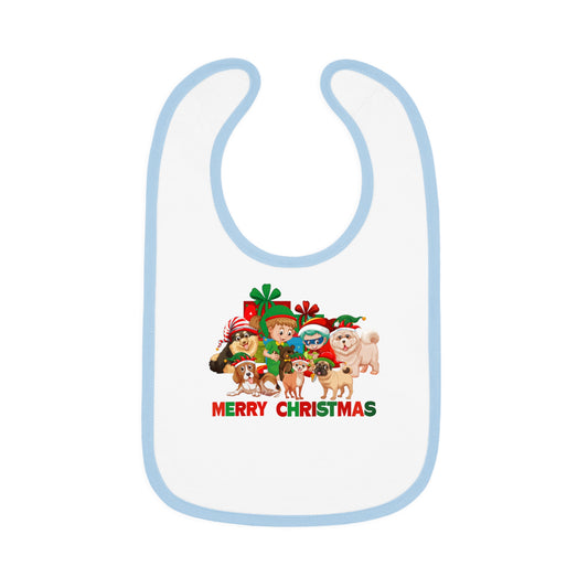 Baby Bib - Christmas with super kiddo pet friends with text - [[{"value":"Wonderwear Kid"}]]