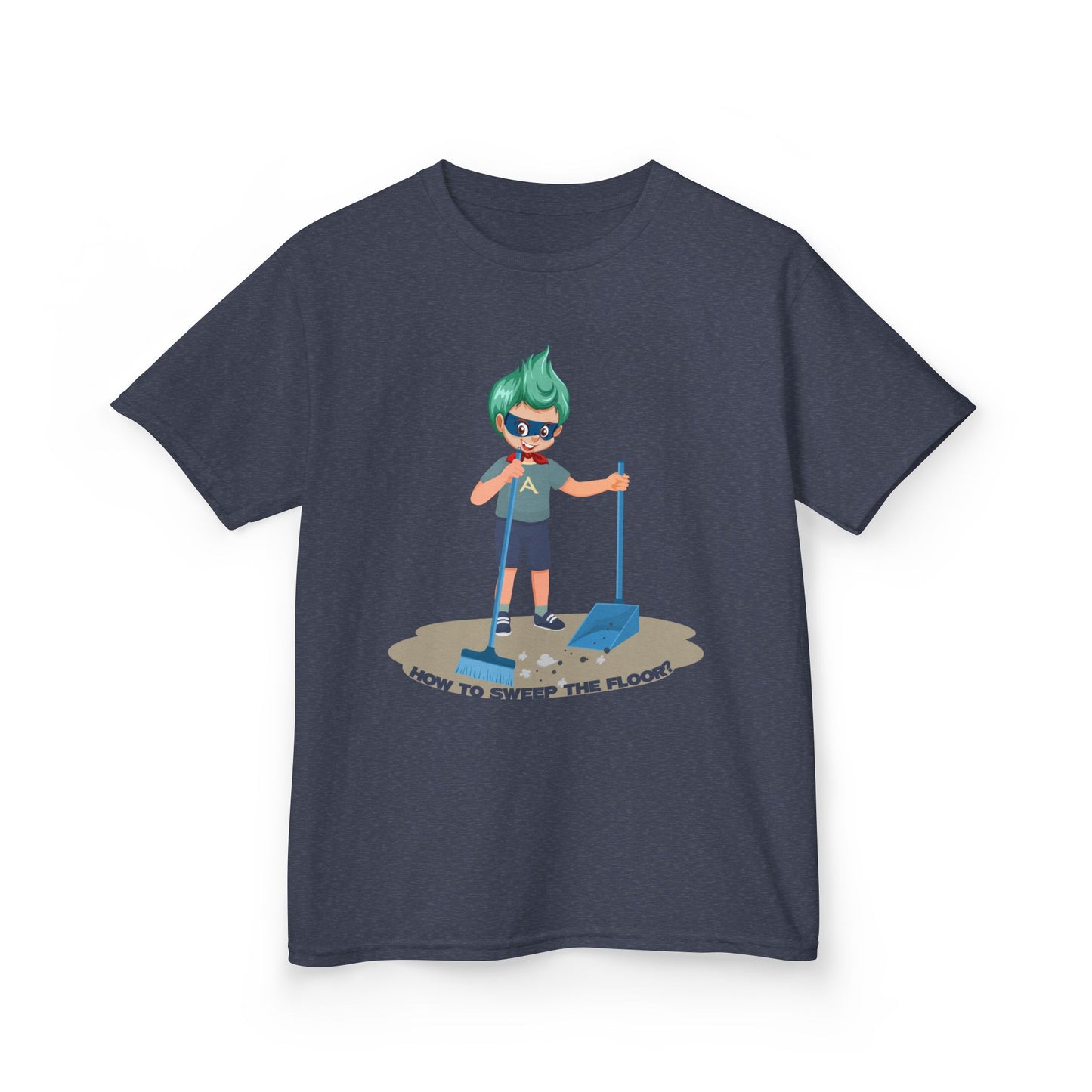 Kids Heavy Cotton™ Tee - Super kiddo sweeping floor - [[{"value":"Wonderwear Kid"}]]