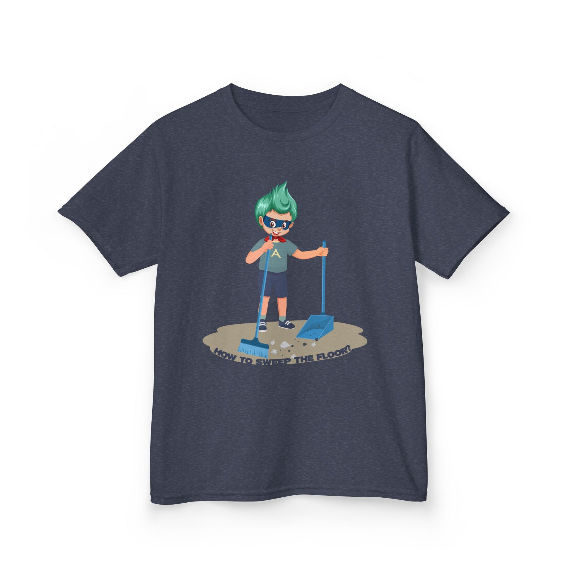 Kids Heavy Cotton™ Tee - Super kiddo sweeping floor - [[{"value":"Wonderwear Kid"}]]